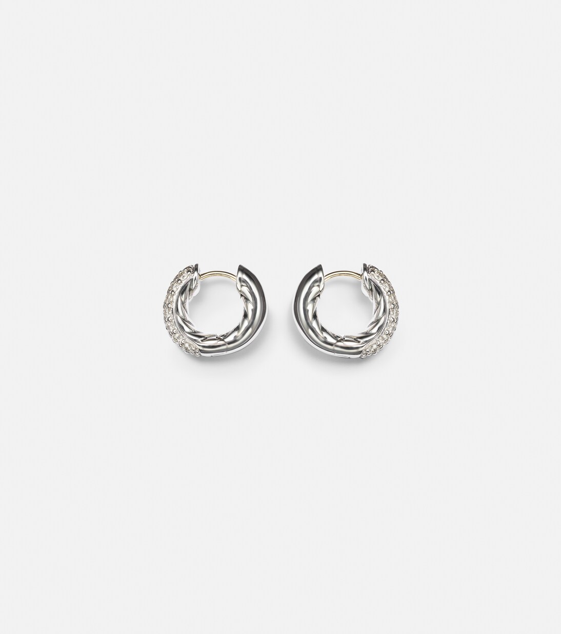DY Mercer® Micro sterling silver hoop earrings with diamonds | David Yurman
