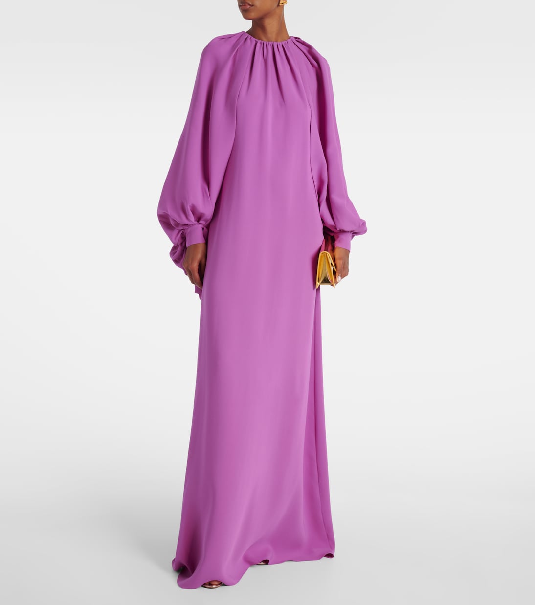 Abito lungo drappeggiato in misto seta | Oscar de la Renta