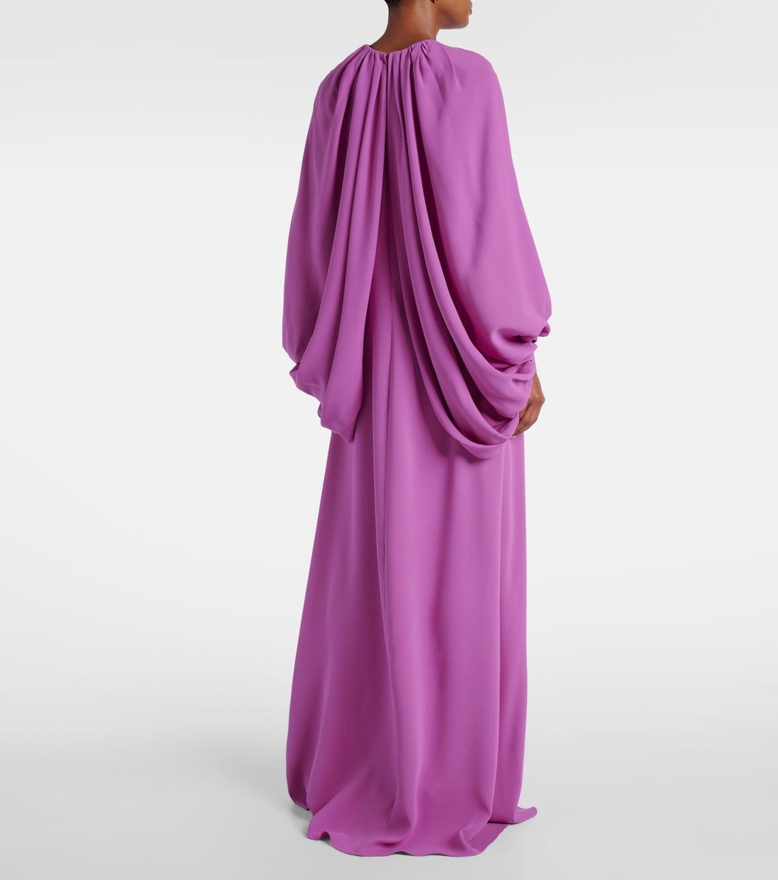 Abito lungo drappeggiato in misto seta | Oscar de la Renta