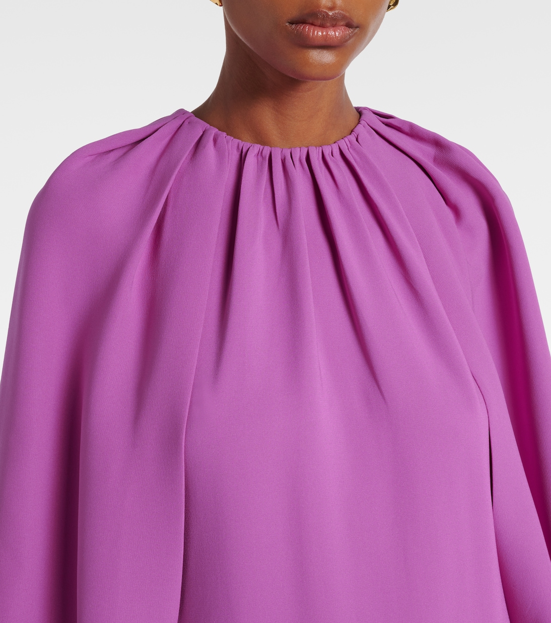 Abito lungo drappeggiato in misto seta | Oscar de la Renta