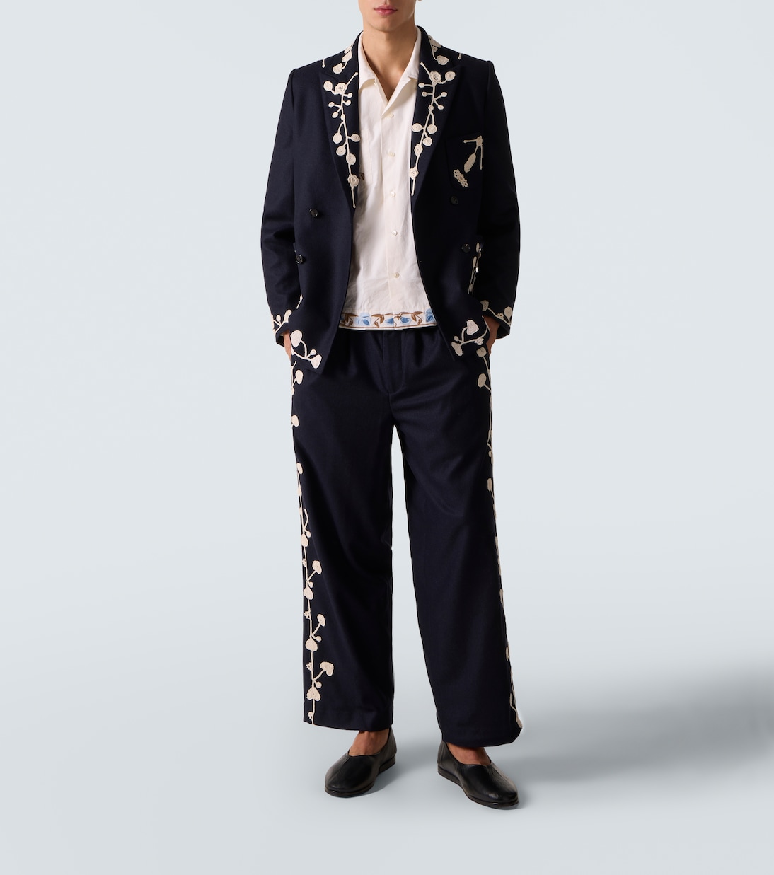 Pantalon ample Snowdrop en laine mélangée | Bode