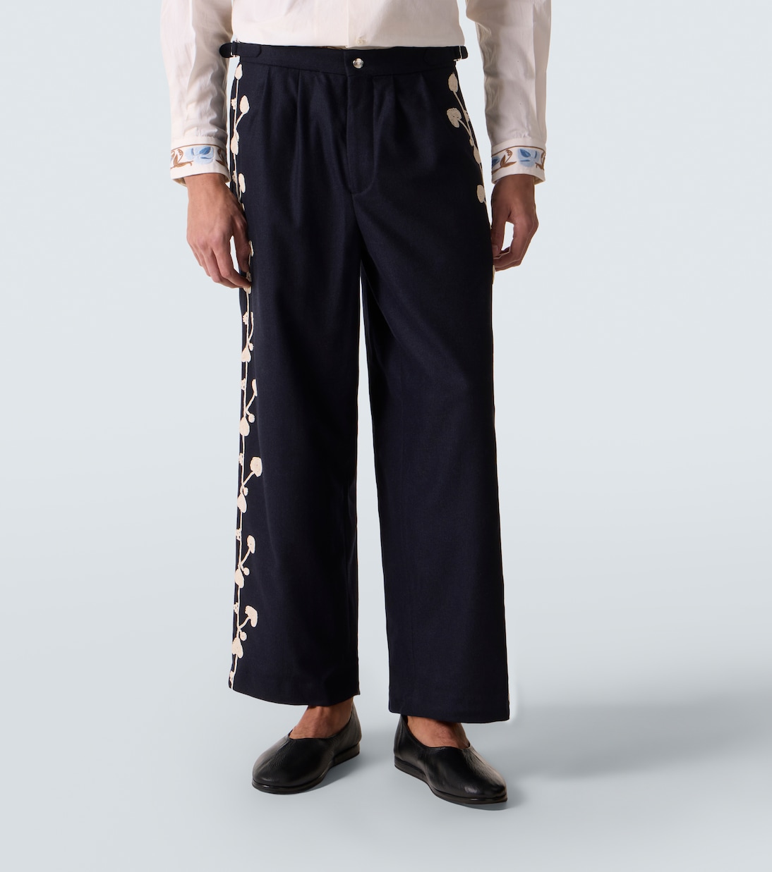 Pantalon ample Snowdrop en laine mélangée | Bode