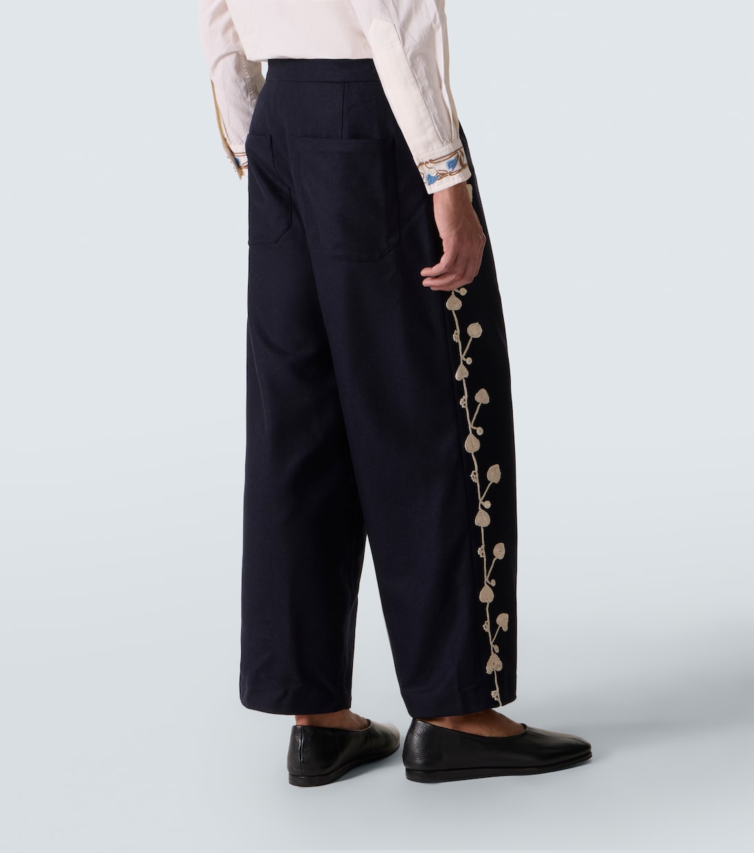 Pantalon ample Snowdrop en laine mélangée | Bode