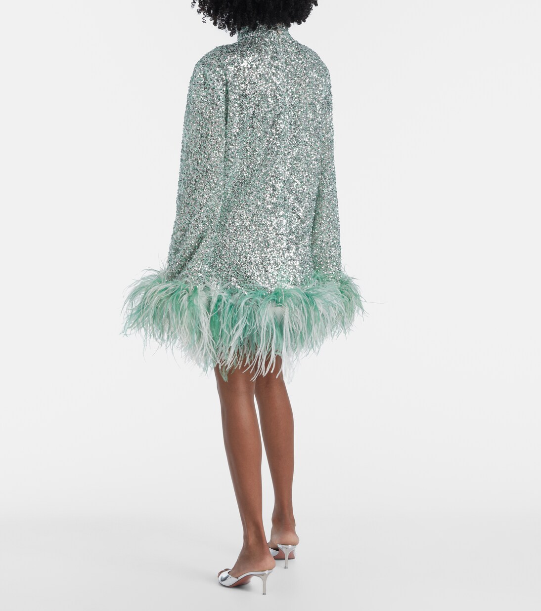 Vestido corto Gina con lentejuelas y plumas | Taller Marmo