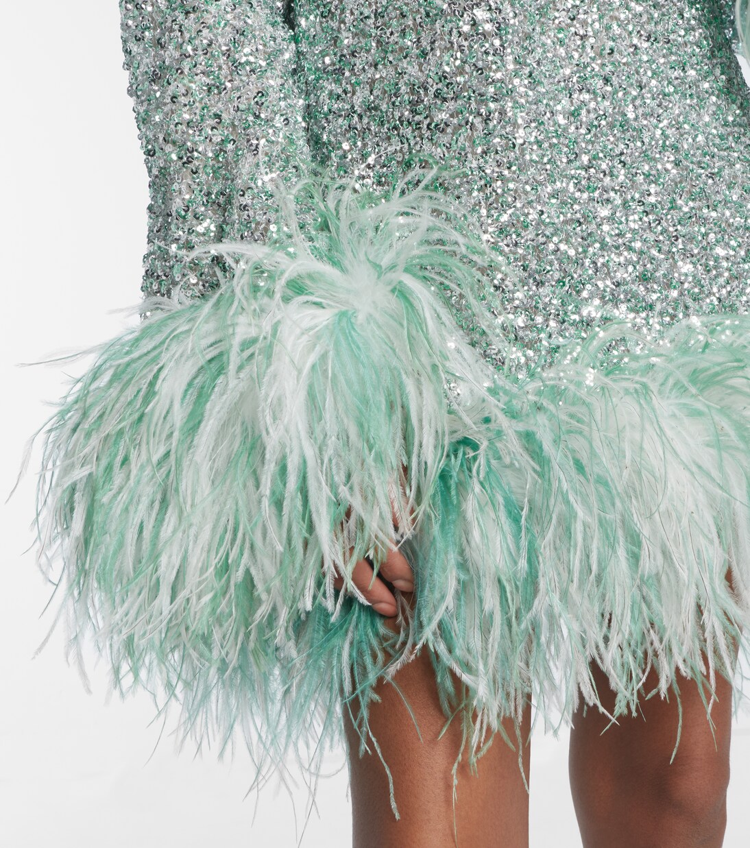 Vestido corto Gina con lentejuelas y plumas | Taller Marmo