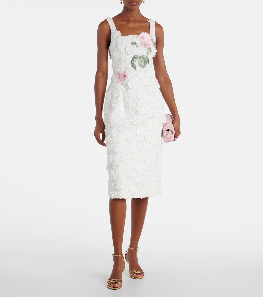 Robe midi Larissa en dentelle à fleurs | Leo Lin