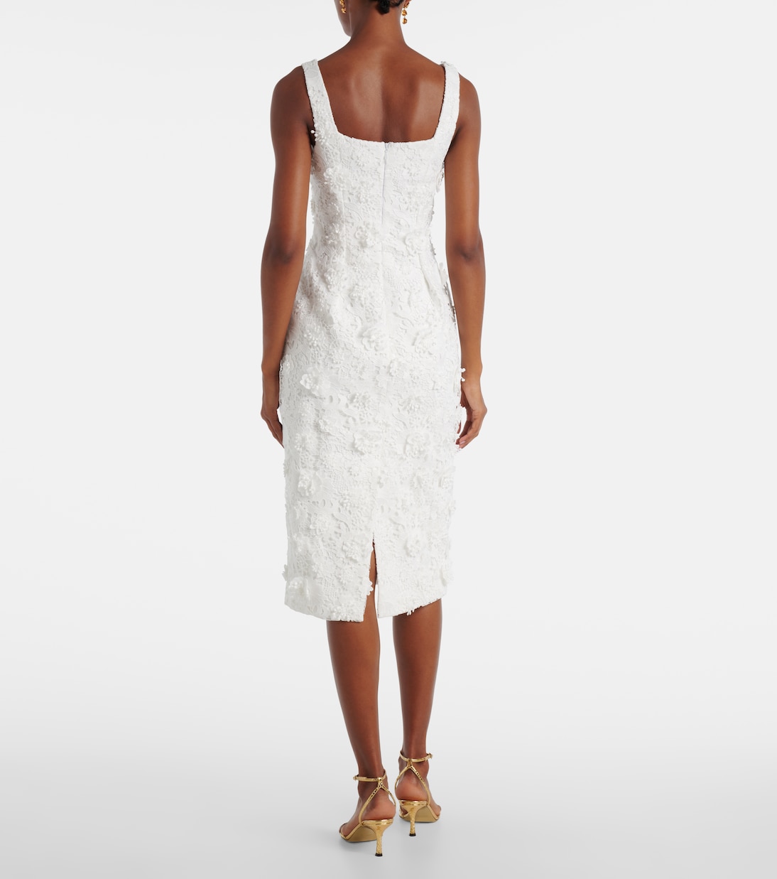 Robe midi Larissa en dentelle à fleurs | Leo Lin