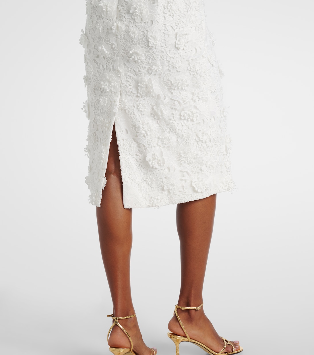 Robe midi Larissa en dentelle à fleurs | Leo Lin