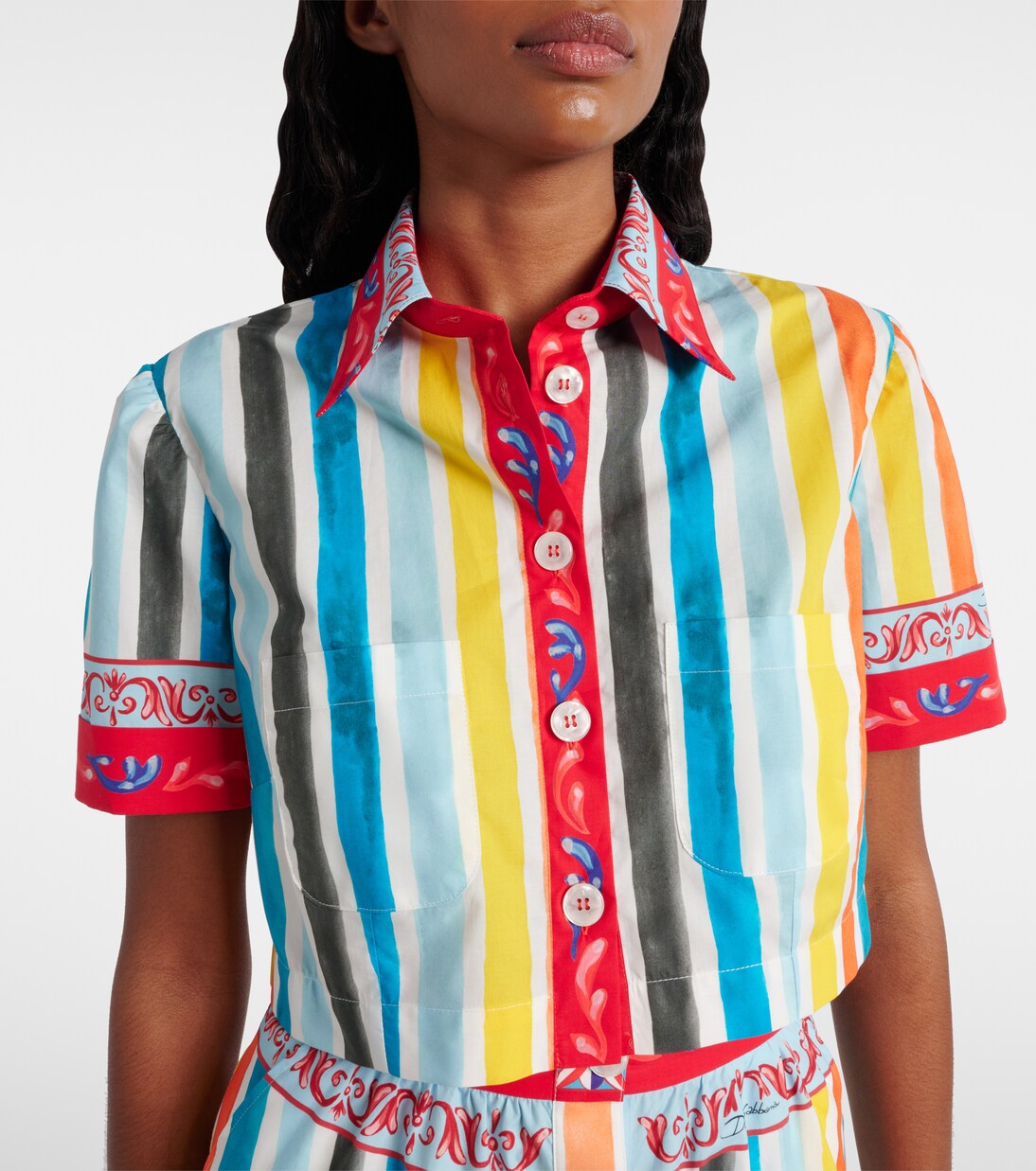 توب كروب من القطن بخطوط | Dolce&Gabbana