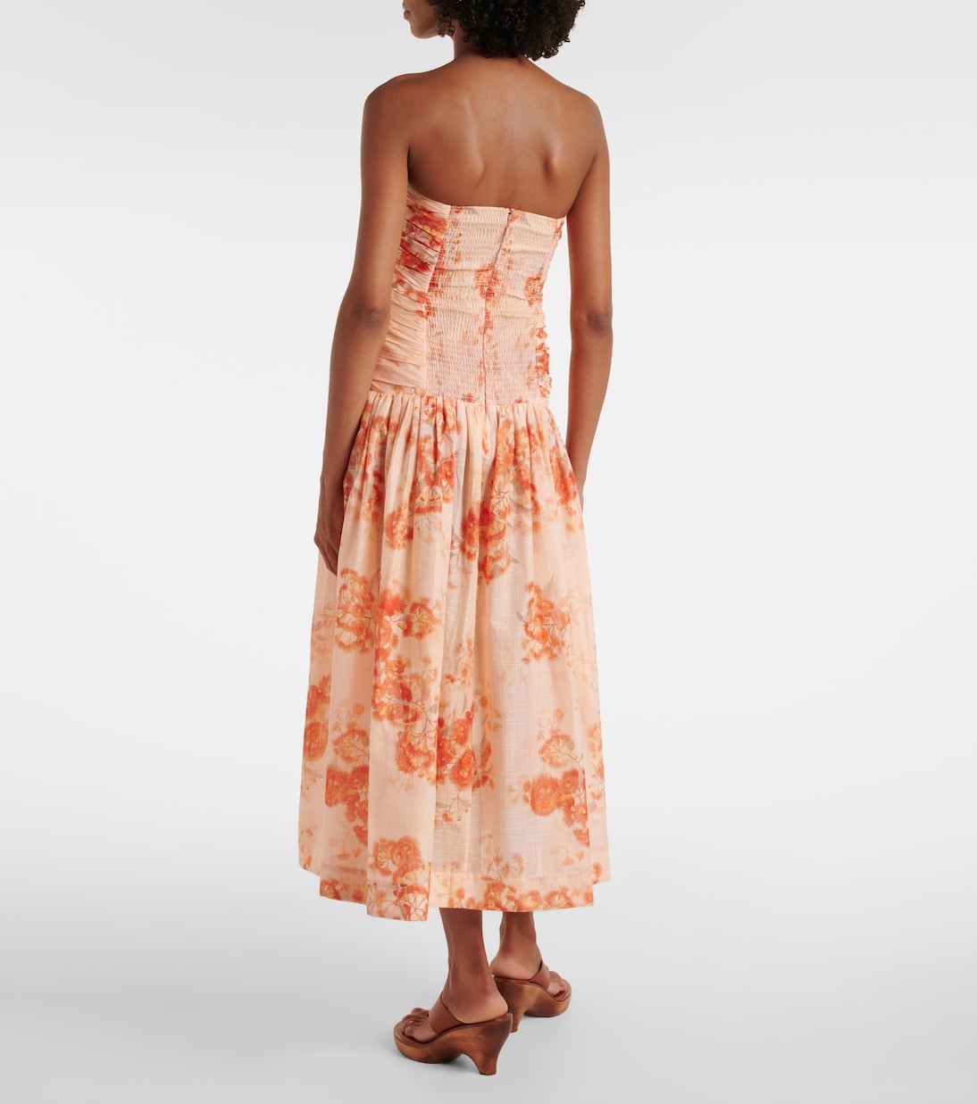 Robe midi bustier Cascadian en coton à fleurs | Zimmermann
