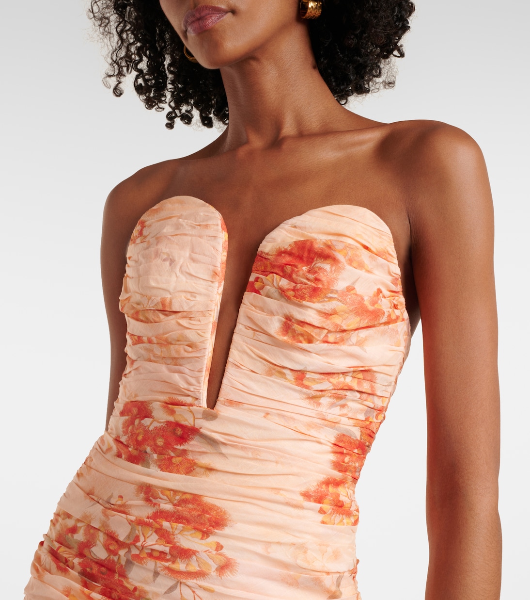 Robe midi bustier Cascadian en coton à fleurs | Zimmermann