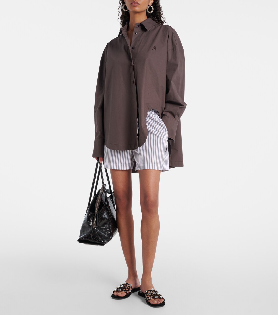 Grid embellished suede flat sandals | The Attico