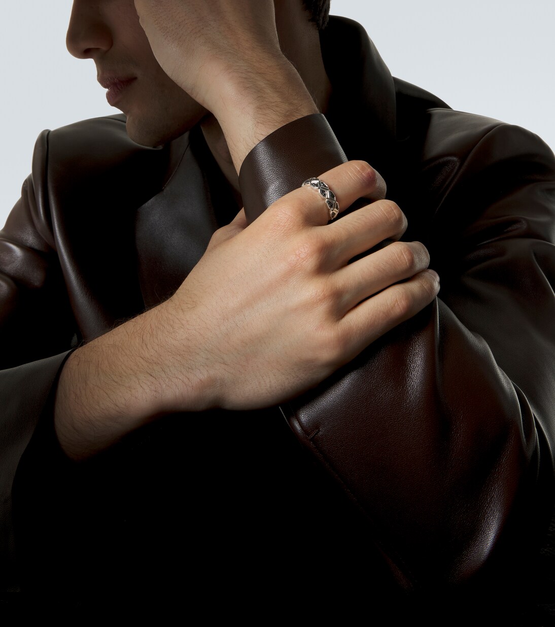 Hex sterling silver (925) ring with diamonds | David Yurman