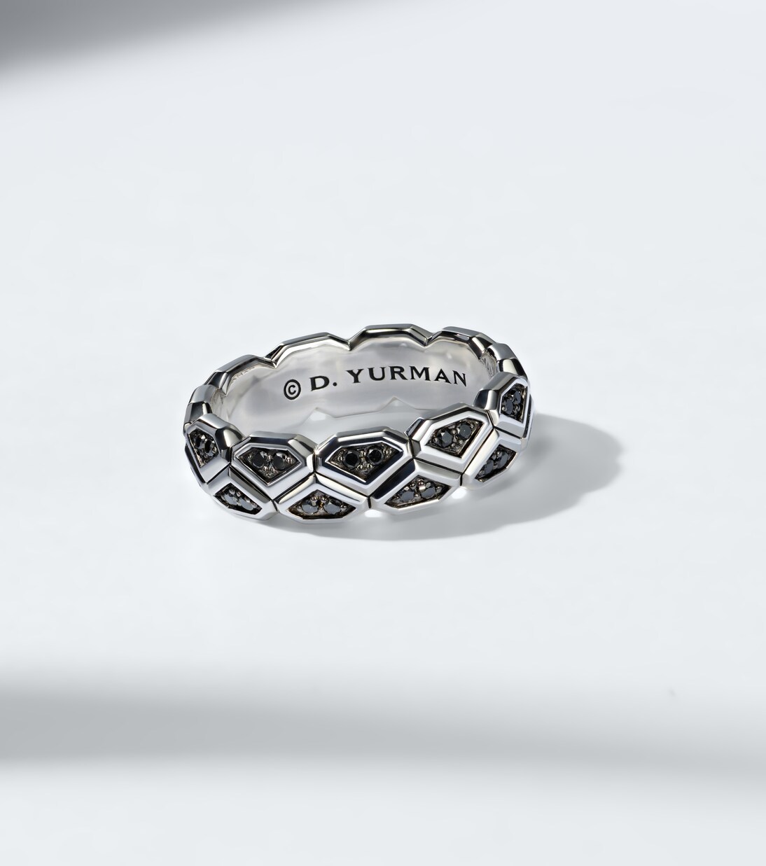 Hex sterling silver (925) ring with diamonds | David Yurman