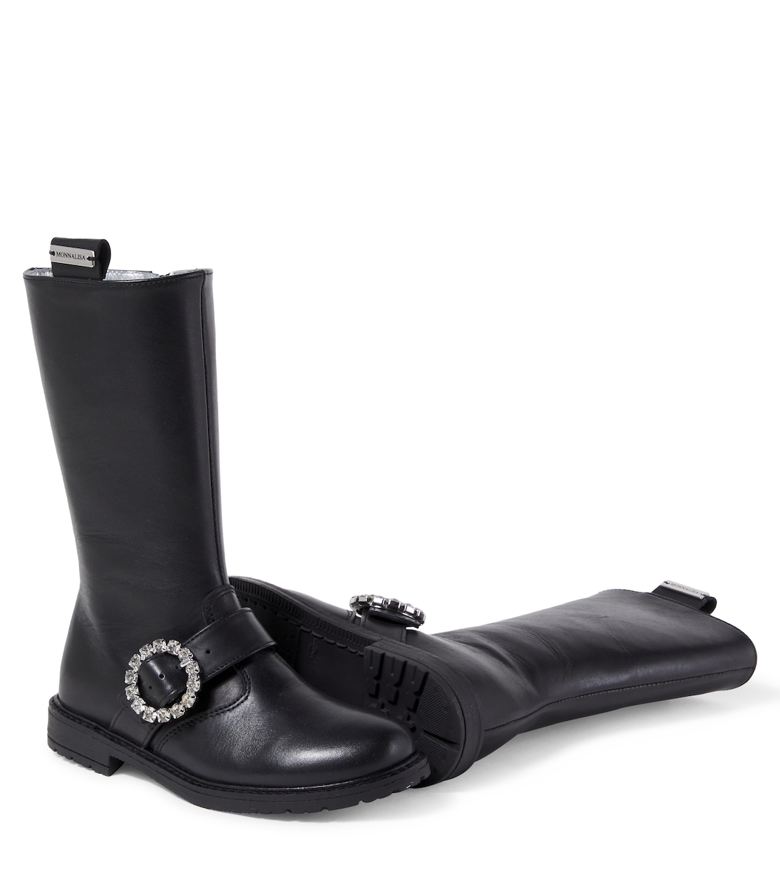 Embellished leather knee-high boots | Monnalisa