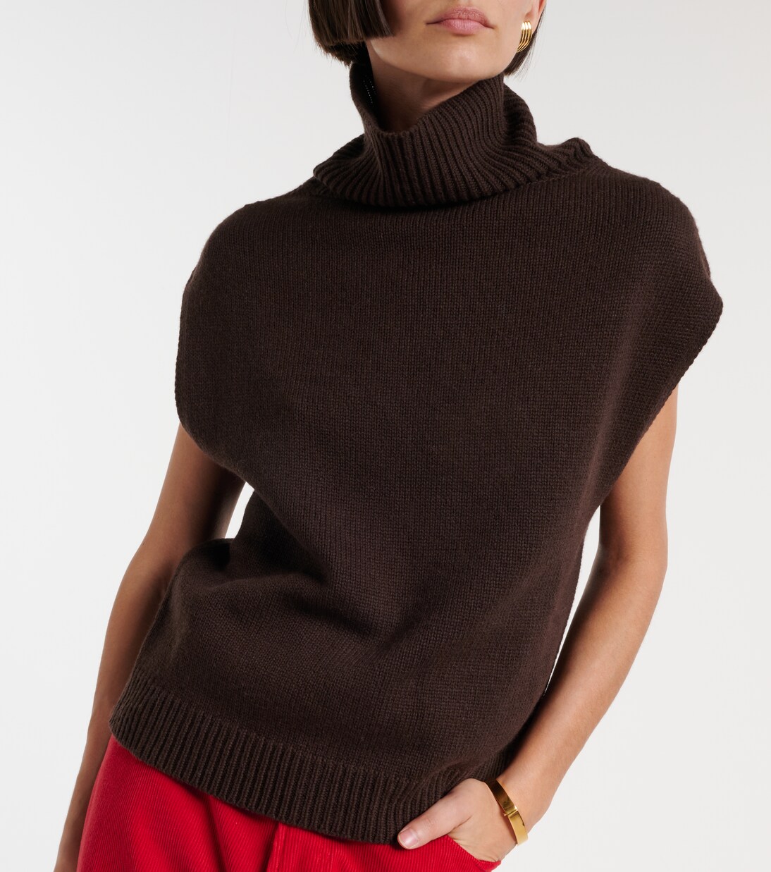 Turtleneck wool and cashmere sweater vest | Jardin des Orangers