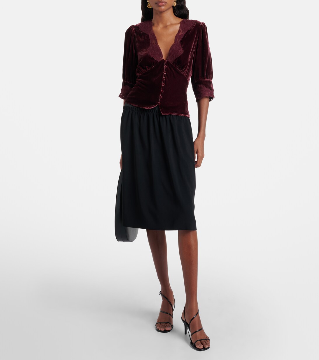 Top Amanda aus Samt mit Spitze | Rixo