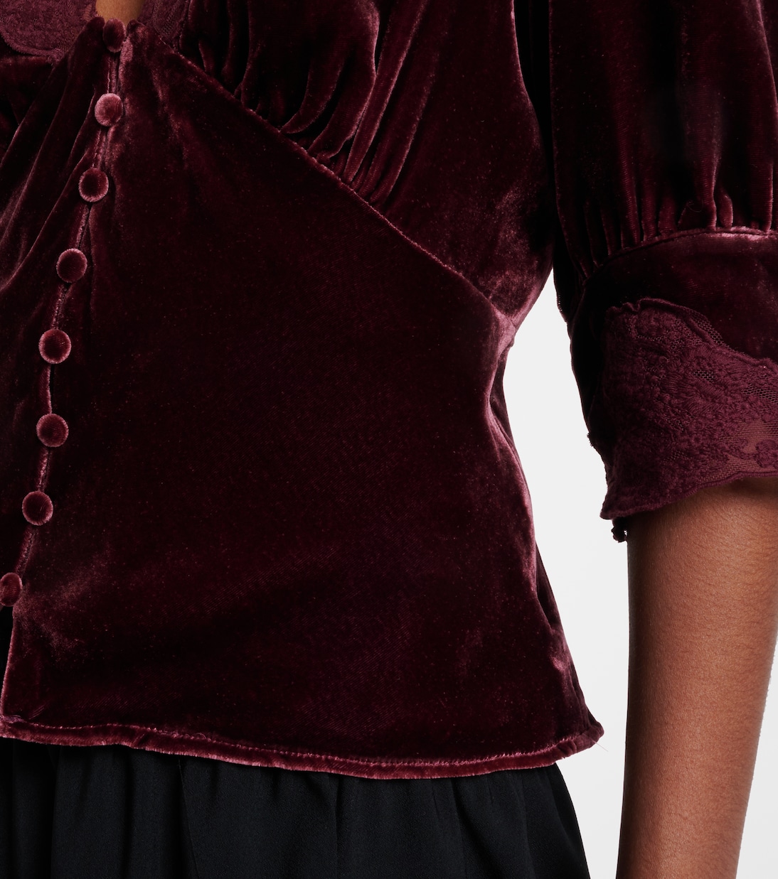 Top Amanda aus Samt mit Spitze | Rixo