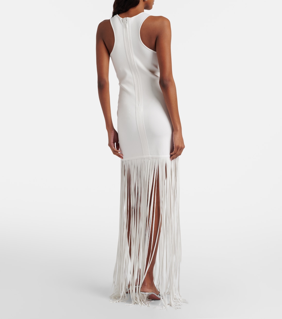 Fringed ribbed-knit maxi dress | David Koma