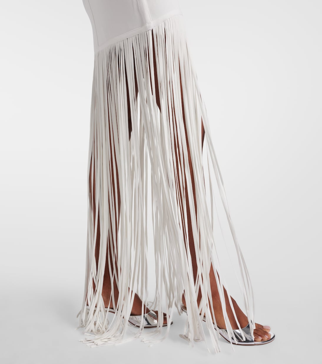 Fringed ribbed-knit maxi dress | David Koma