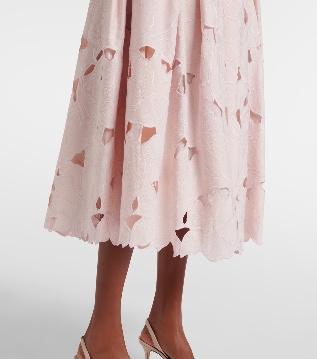 Cutout floral pleated midi skirt | Erdem