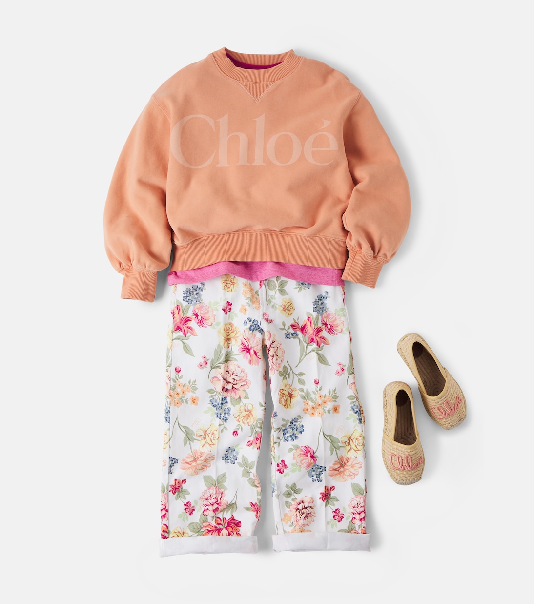 Logo cotton jersey sweatshirt | Chloé Kids
