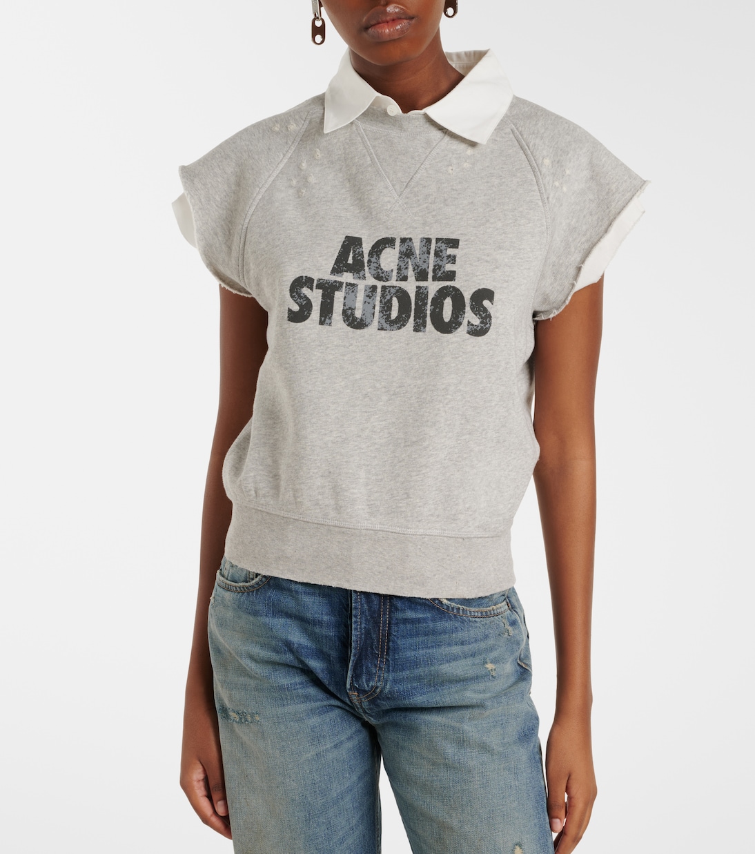 Layered logo cotton fleece vest | Acne Studios