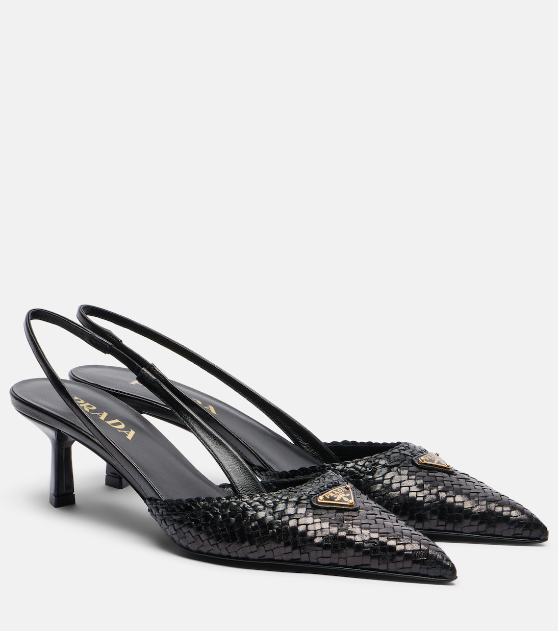 Woven leather slingback pumps | Prada