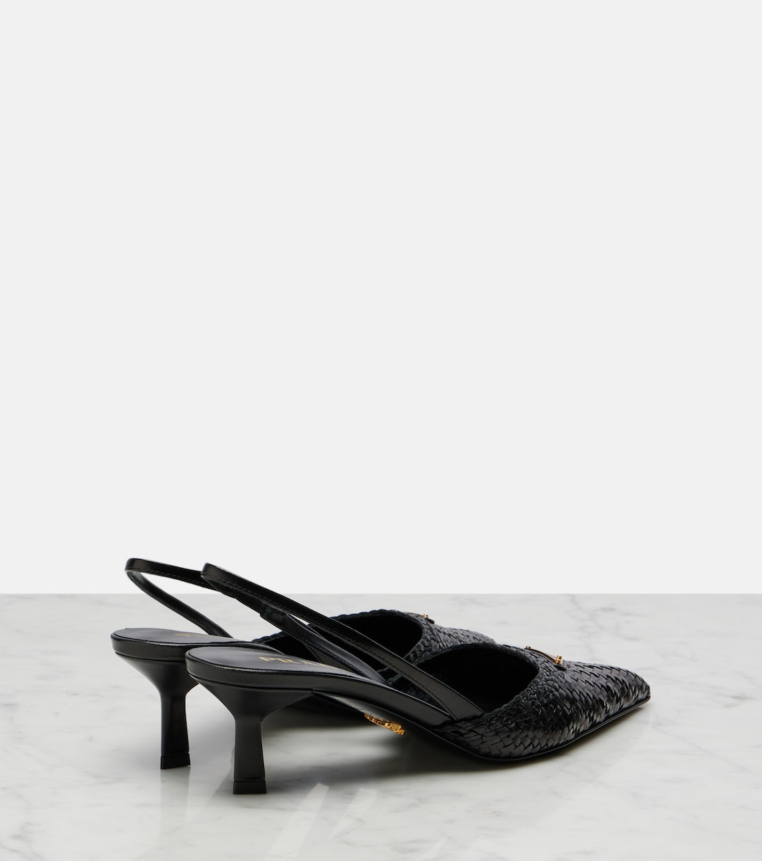 Woven leather slingback pumps | Prada