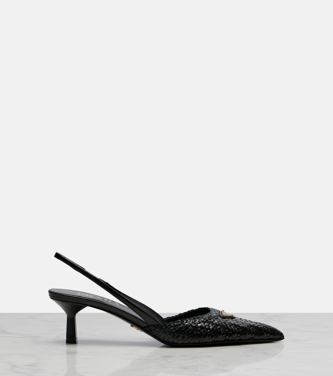 Woven leather slingback pumps | Prada