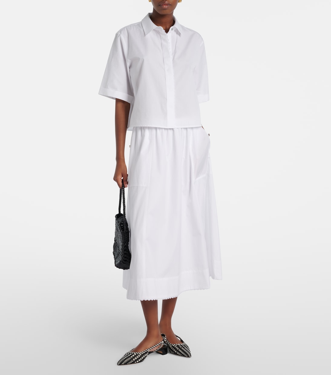 Scalloped cotton poplin shirt | Vince