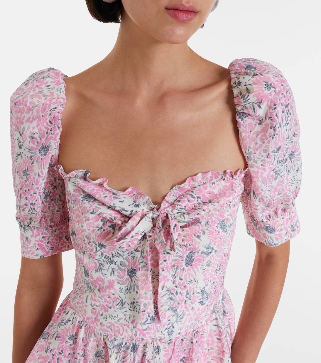 Floral peplum silk midi dress | Alessandra Rich