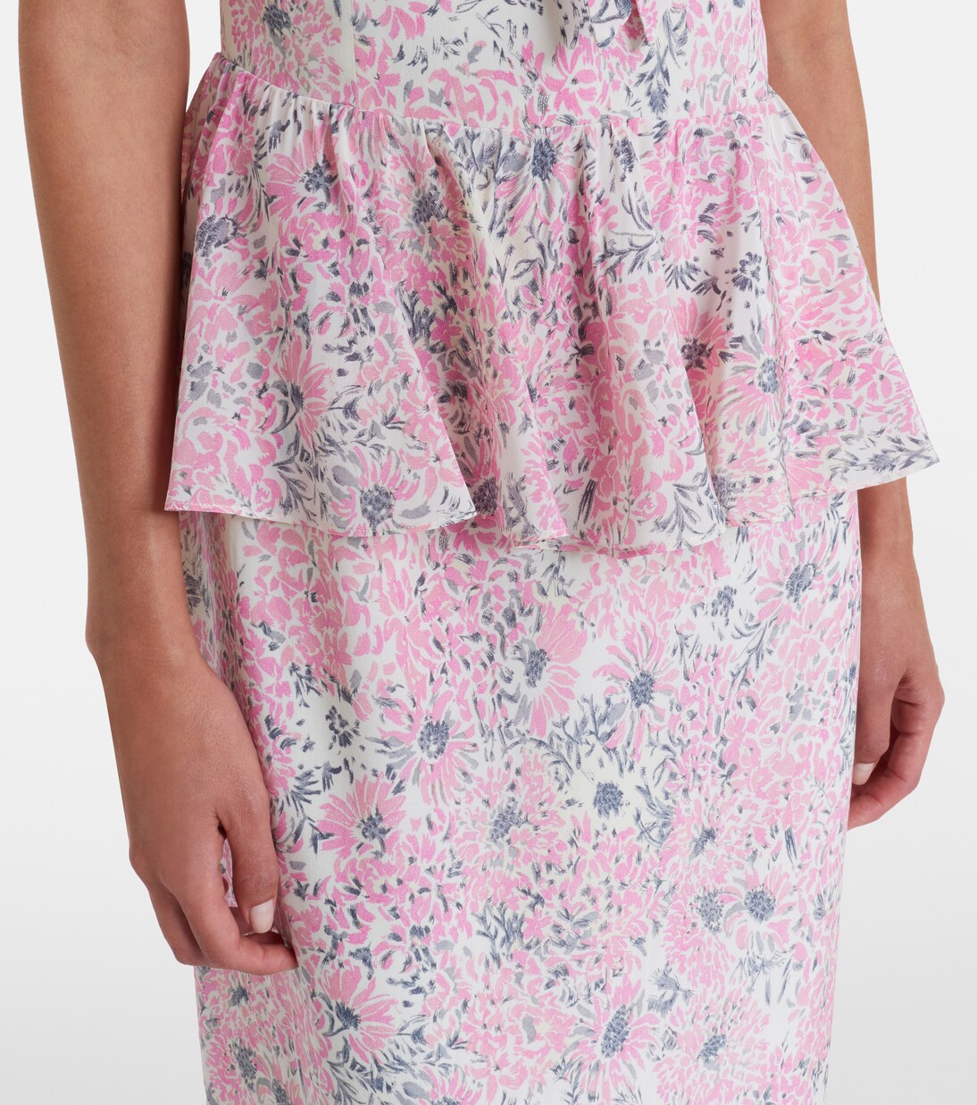 Floral peplum silk midi dress | Alessandra Rich