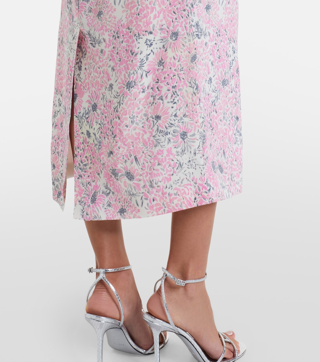 Floral peplum silk midi dress | Alessandra Rich