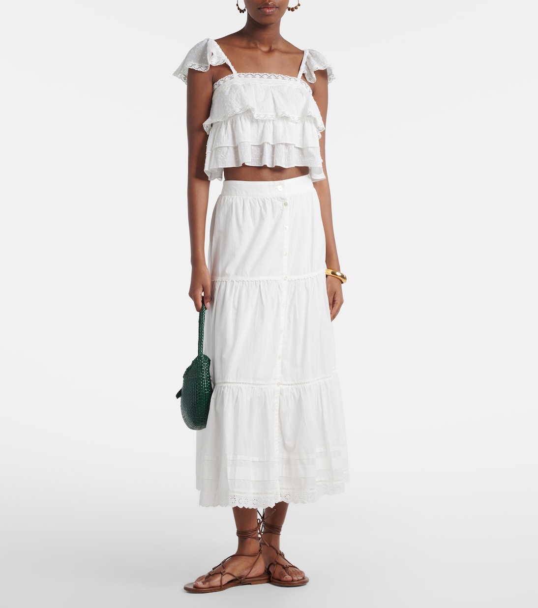 Falda larga Ines con bordado inglés | Poupette St Barth