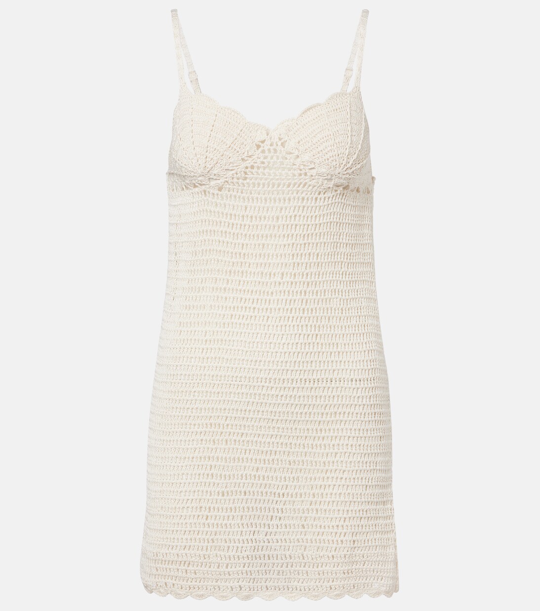 Crochet scalloped cotton minidress | Anna Kosturova