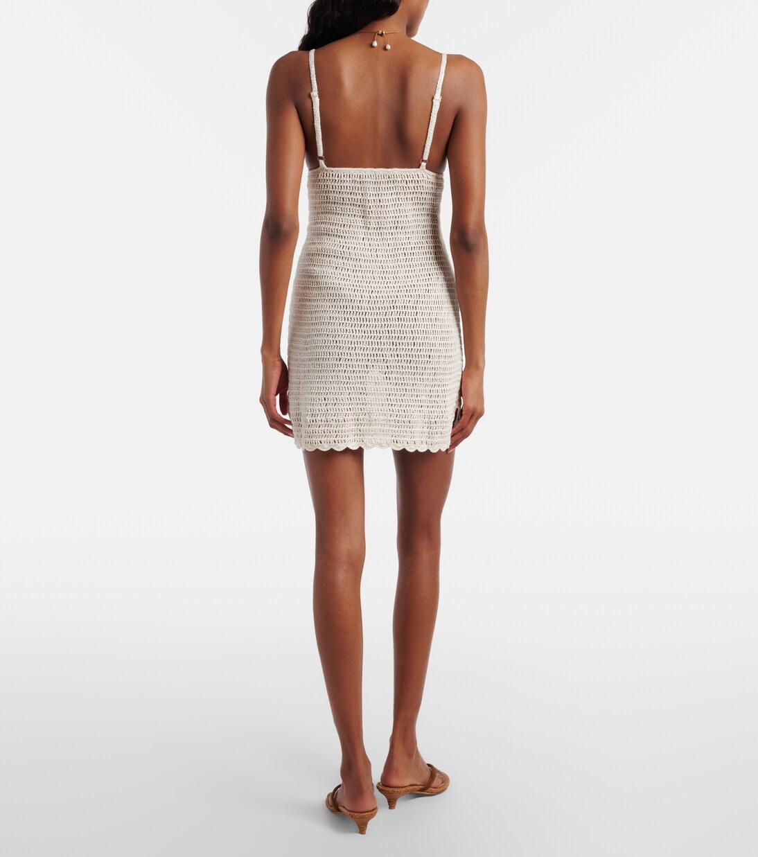 Crochet scalloped cotton minidress | Anna Kosturova