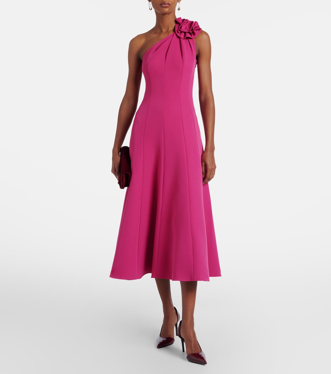 Floral-appliqué one-shoulder cocktail dress | Roland Mouret