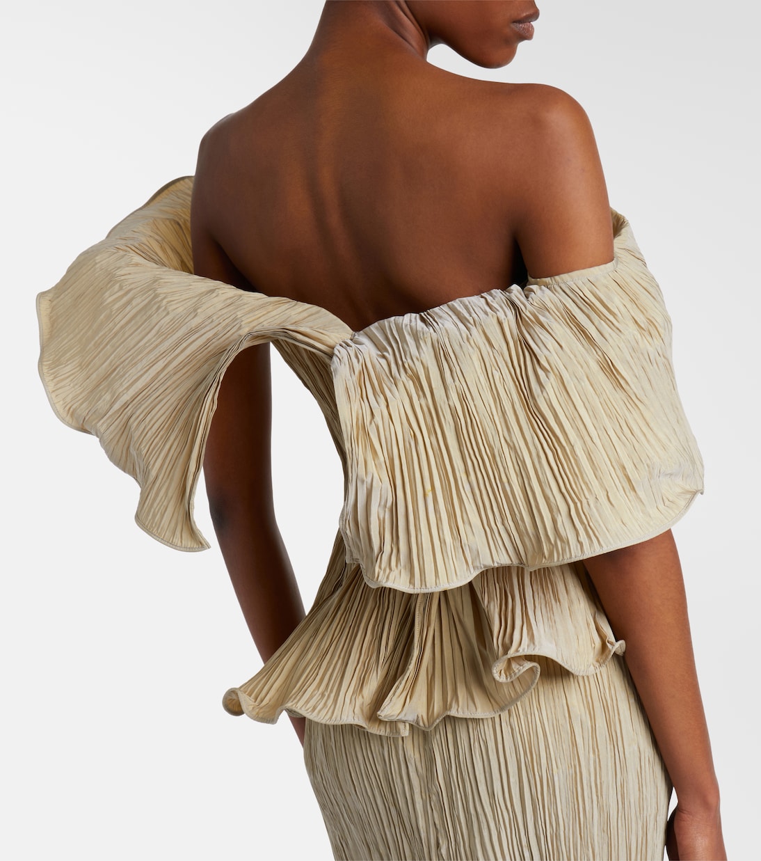 One-shoulder pleated taffeta gown | Marmar Halim