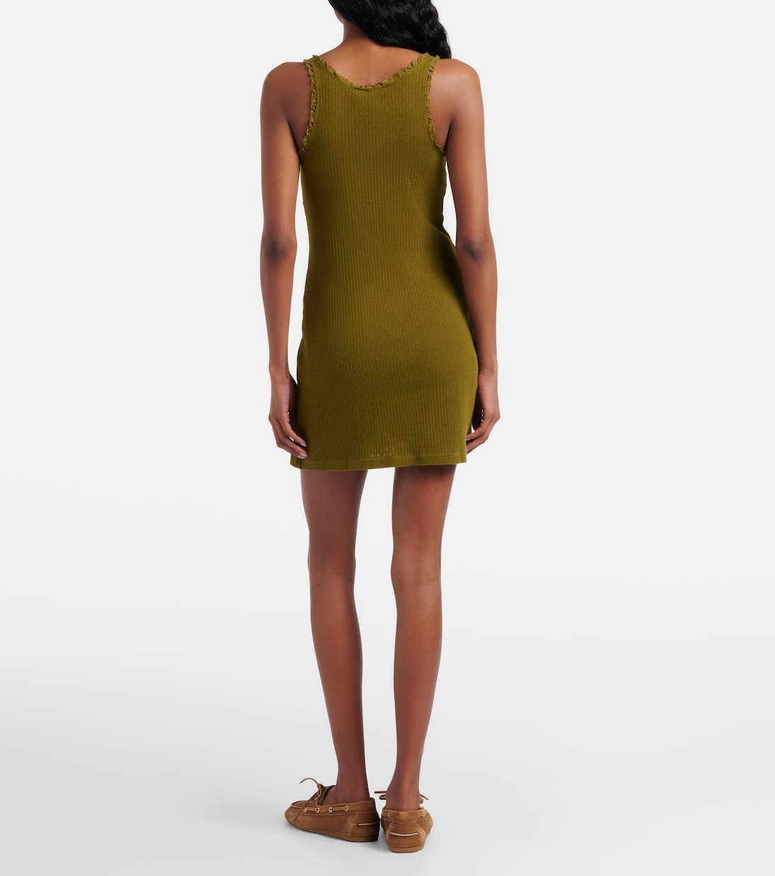 Lace-trimmed pointelle cotton minidress | Miu Miu