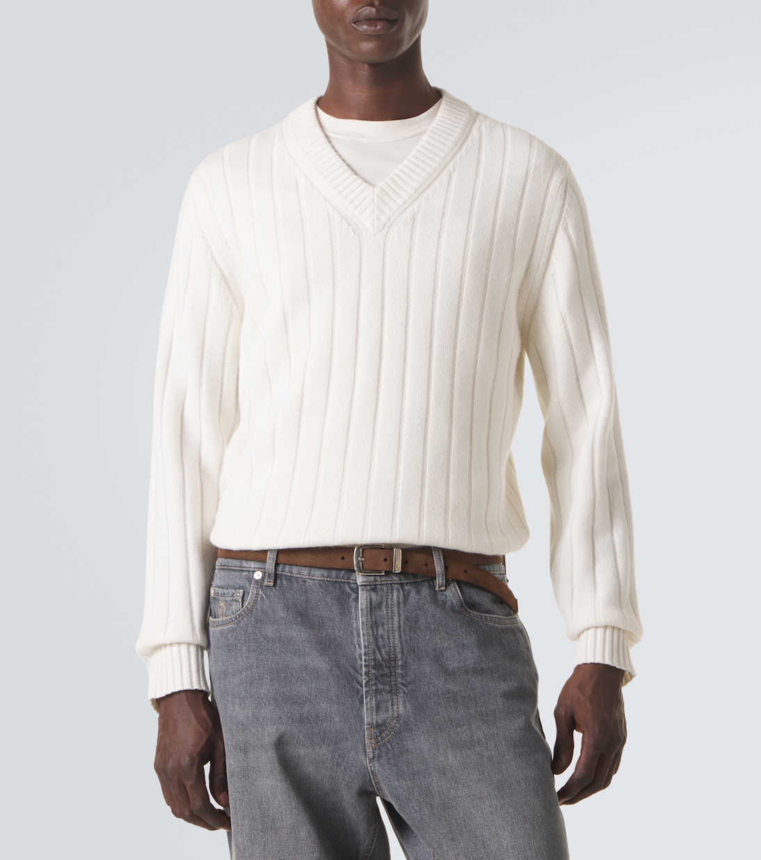 Pullover in cashmere a coste | Brunello Cucinelli