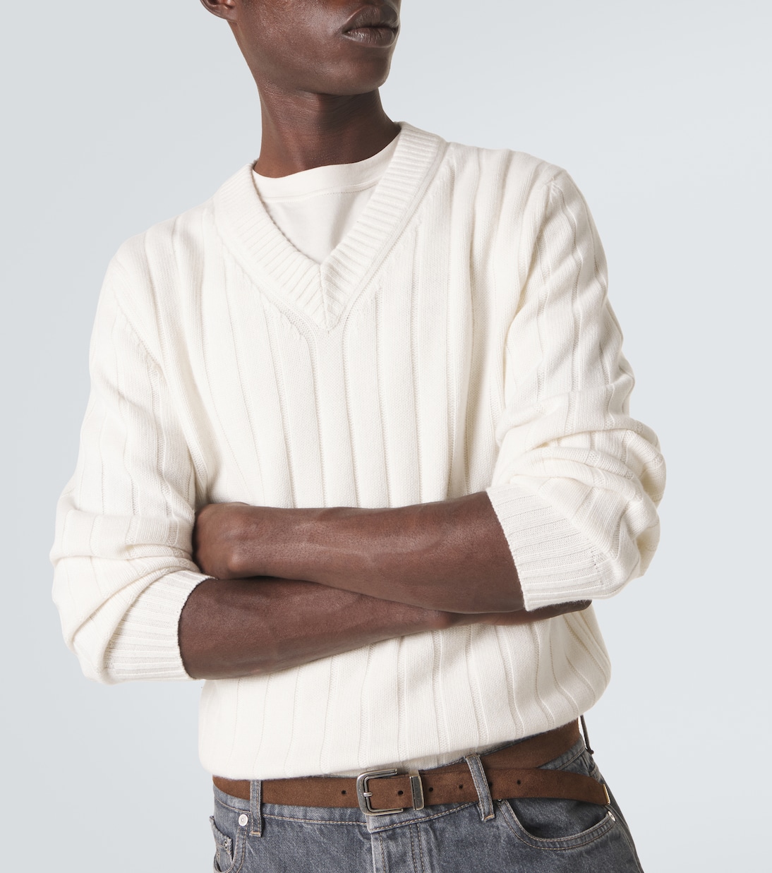 Pullover in cashmere a coste | Brunello Cucinelli