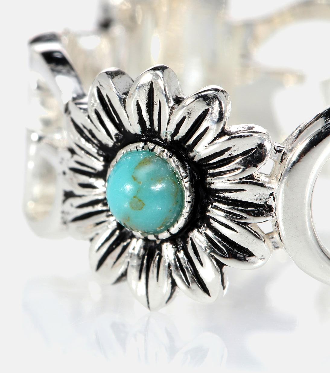 Double G flower sterling silver ring with topaz and mother of pearl | Gucci