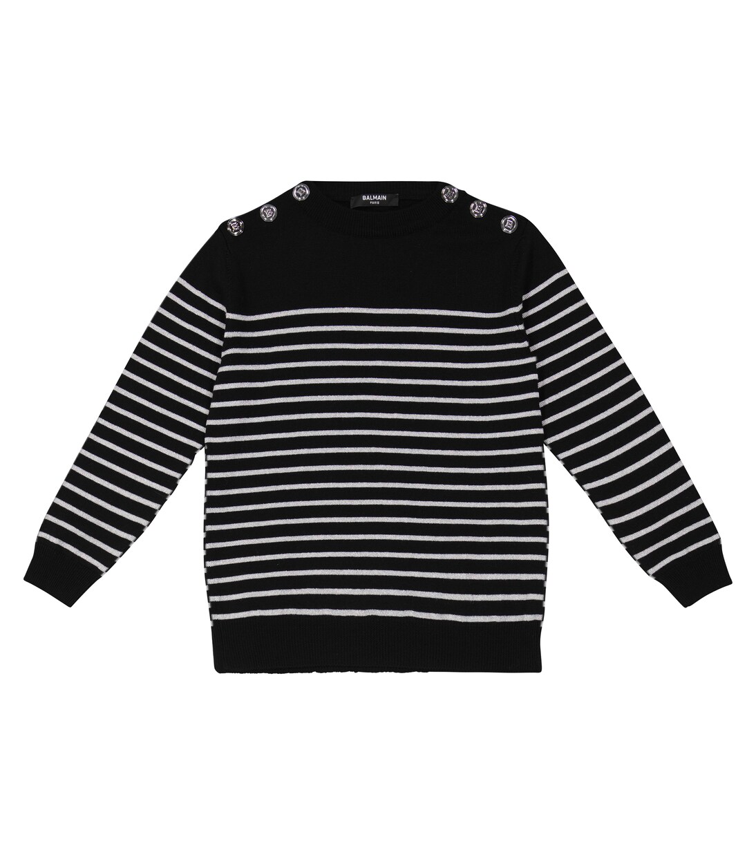 Striped lamé virgin wool sweater | Balmain Kids