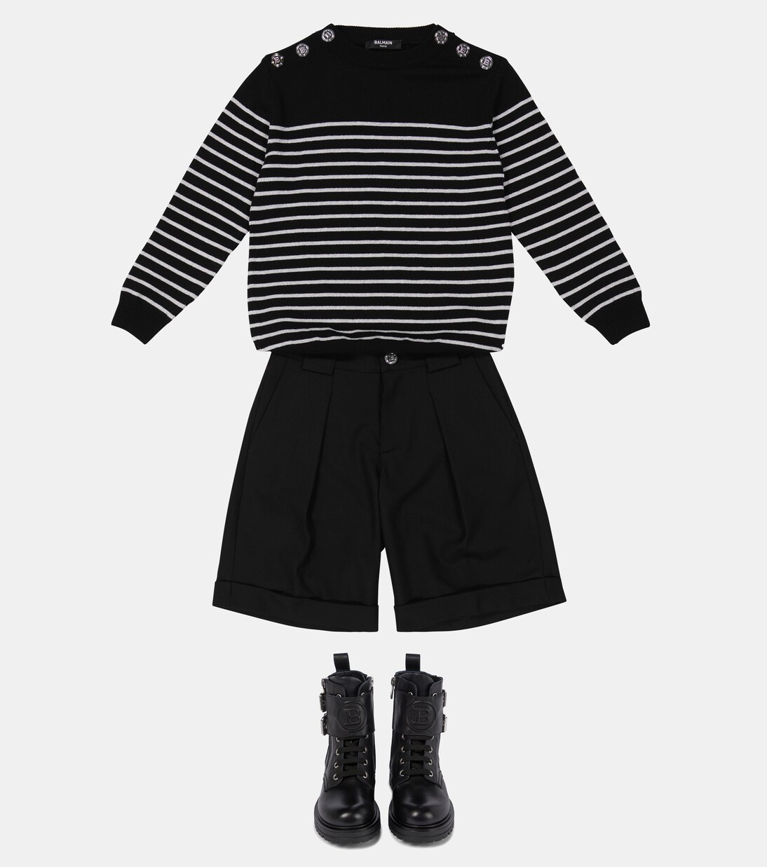 Striped lamé virgin wool sweater | Balmain Kids
