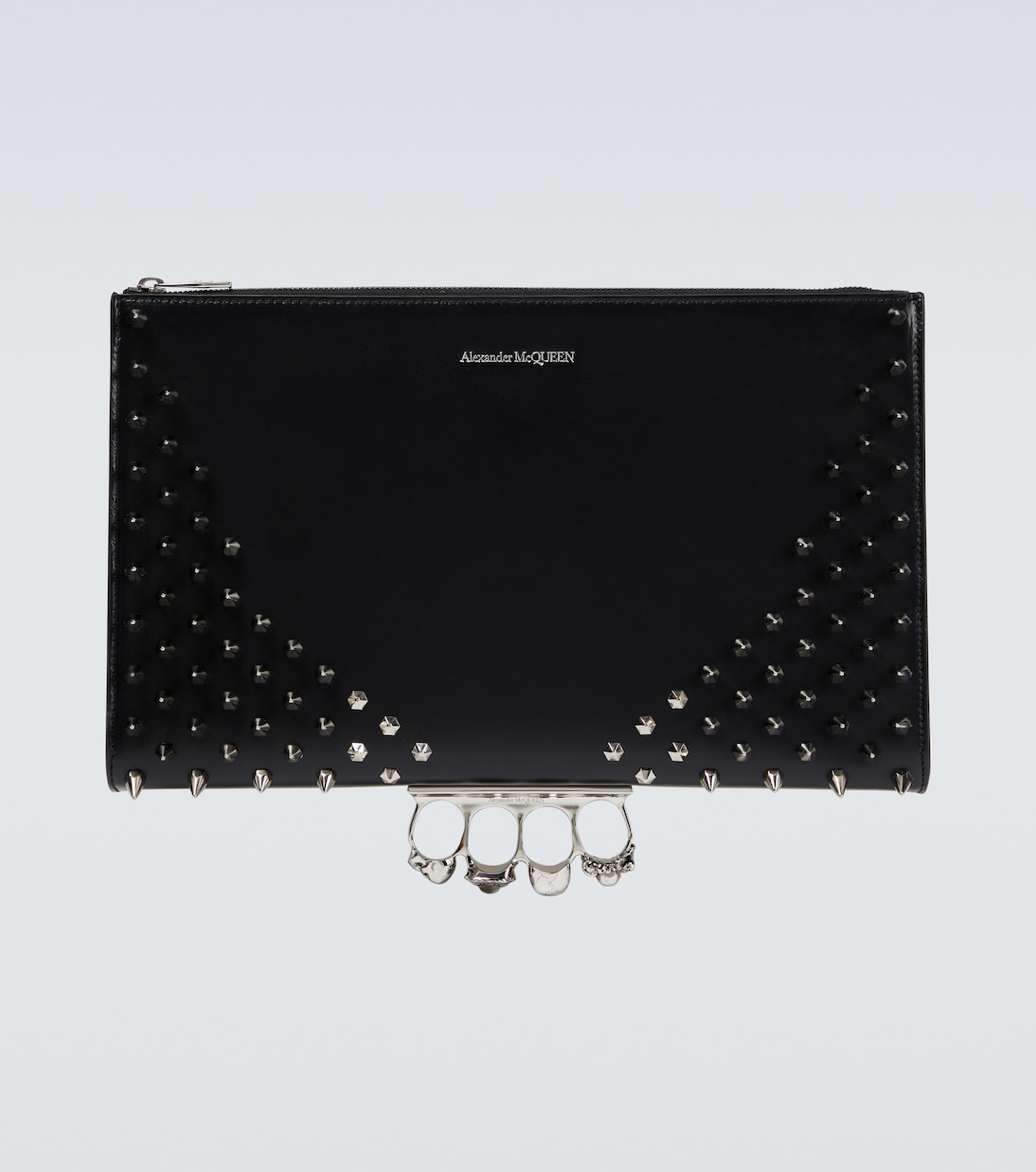 Four-Ring embellished leather clutch | McQueen