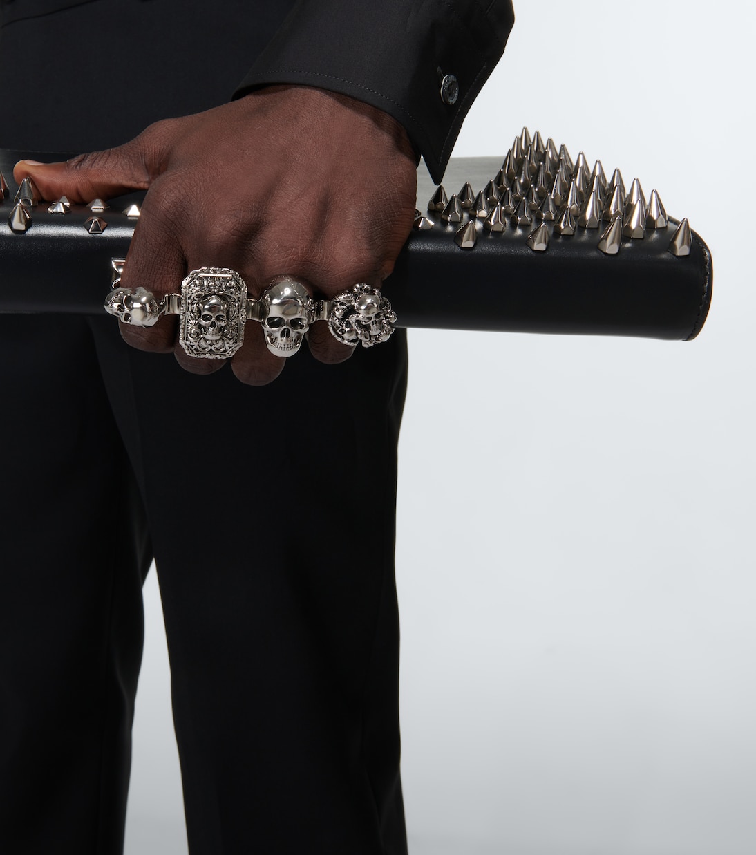 Four-Ring embellished leather clutch | McQueen