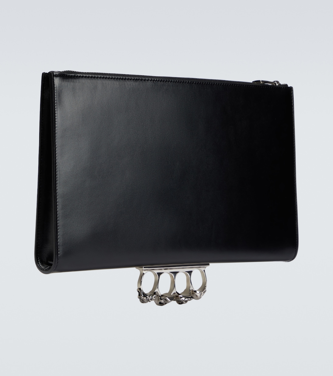 Four-Ring embellished leather clutch | McQueen