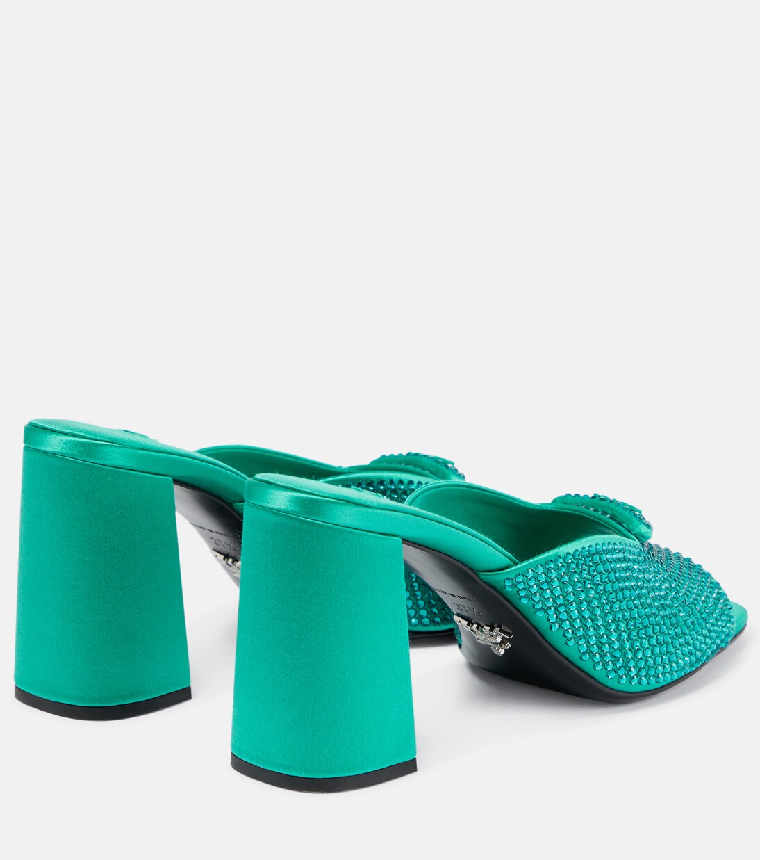 Crystal-embellished satin mules | Prada