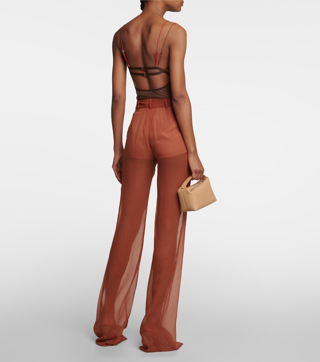 Pantalon ample à taille mi-haute en soie | Nensi Dojaka